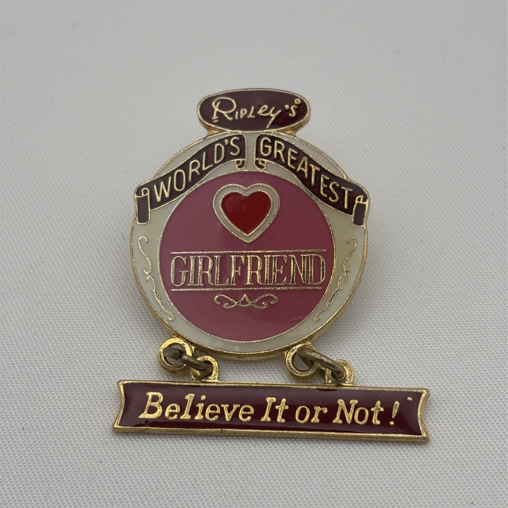 Ripley's World's Greatest Girlfriend Believe It Or‎ Not Dangler Lapel Hat Pin